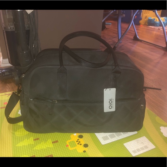 black quilted diaper bag